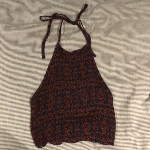 Scrunch Floral Halter Crop Top - Picture 1 of 3